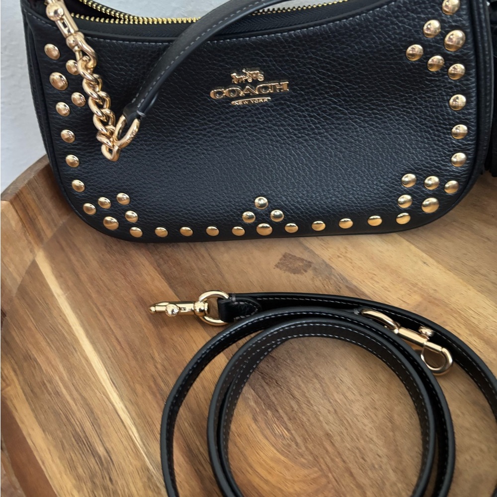 Coach Black Crossbody Bag with Gold Accents